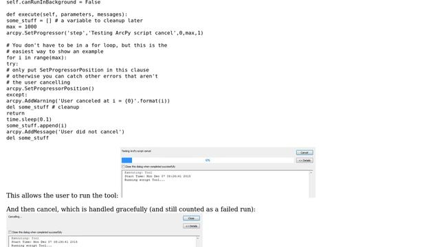 GIS: Forcing Python Toolbox tool to break loop and do cleanup when user clicks Cancel? смотреть онлайн