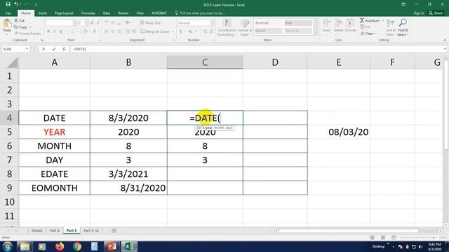 15 Learn 100+ Excel Formula | Use DATE, YEAR, MONTH, DAY, EDATE, EOMONTH FORMULA in excel | P-7 смотреть онлайн