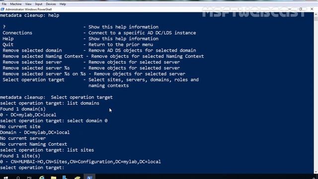 Metadata Cleanup Using NTDSUTIL in Windows Server 2019 смотреть онлайн