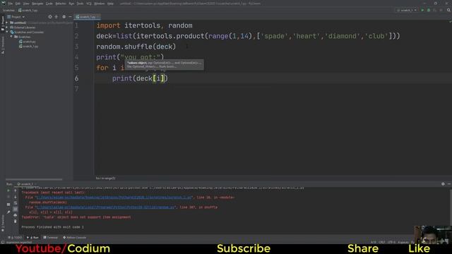 Python Full Course |Python Program to Shuffle Deck of Cards | itertool-random |Day 53 смотреть онлайн