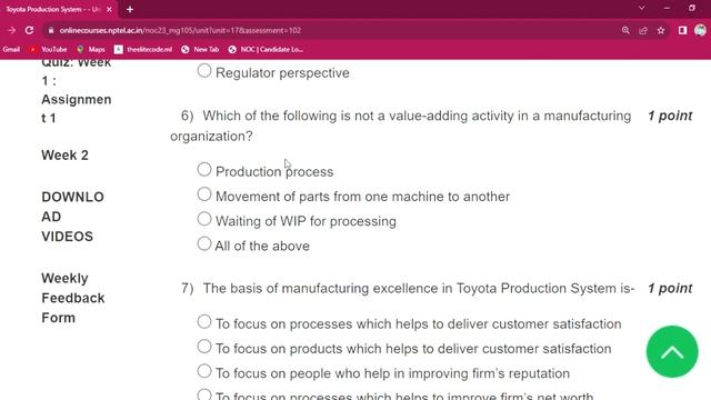 Toyota Production System week 1 assignment answer #nptel смотреть онлайн