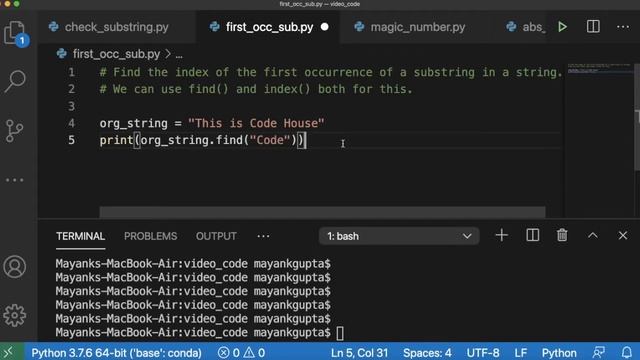 Code 58: Find the index of the first occurrence of a substring in a string | 365 Days of Code смотреть онлайн