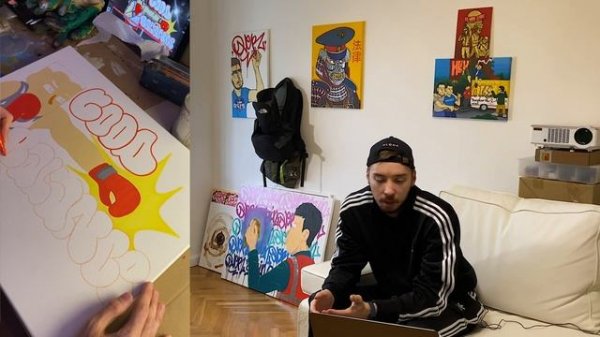 Как я рисую холсты граффити и художественными материалами