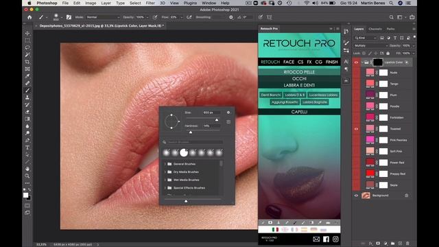 Cambiare il colore delle labbra con RetouchPro Panel in Photoshop смотреть онлайн