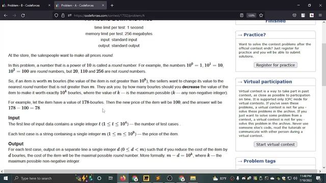 A. Round Down the Price || Codeforces Round #805 (Div. 3) || বাংলায় সমাধান আলোচনা || смотреть онлайн