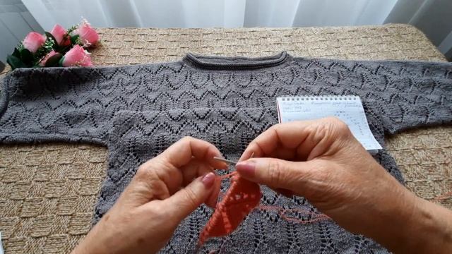 Джемпер дивный стальной.// обзор изделия , схема узора.// смотреть онлайн