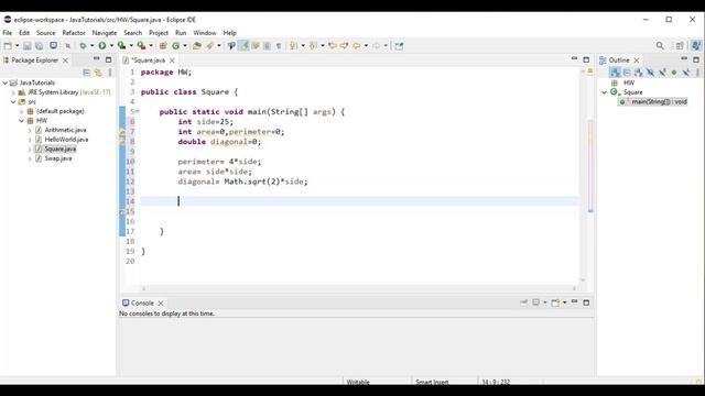 Area of square| Perimeter of square | Diagonal of square | Eclipse IDE смотреть онлайн