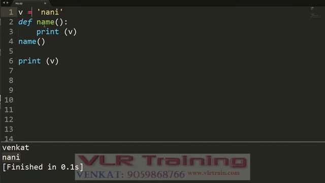 22 Python variable scope Telugu-vlr training смотреть онлайн