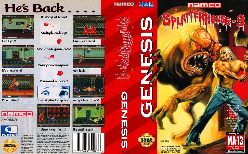 Sega Mega Drive 2 (Smd) 16-bit Splatterhouse 3 Полное Прохождение