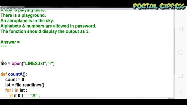 Write a function in Python to count and display the number of lines starting with alphabet A presen смотреть онлайн