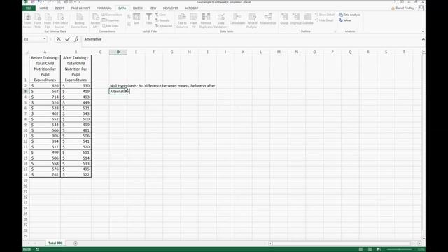 Two Sample T-Test Paired in Excel смотреть онлайн