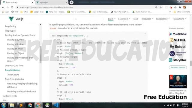 Validation in Props | Vuejs in Tamil | FreeEducation in Tamil part 18 смотреть онлайн