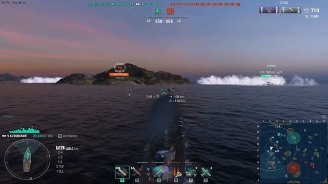 Крейсер Котовский.Морской бой-3.Игра World Of Warships смотреть онлайн