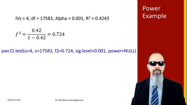 13.7 Multiple Linear Regression: Effect Size & Power смотреть онлайн