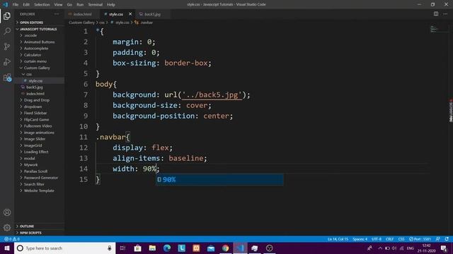Creating Custom Gallery Web application Using HTML CSS and Javascript Part 1 (Top Navigation Bar) смотреть онлайн
