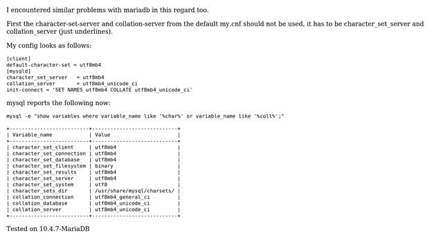 "character encoding hell"- Configuring mariadb for utf8 end to end (2 Solutions!!) смотреть онлайн