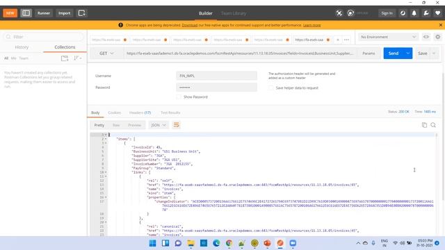 Oracle Cloud ERP - AP Invoice REST API - Query Params Using POSTMAN смотреть онлайн
