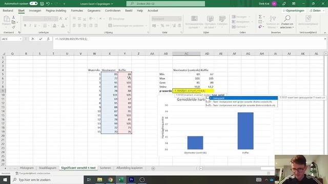 Excel | 8 | T-test en p-waarde berekenen смотреть онлайн