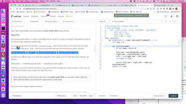 Leetcode 563. Binary Tree Tilt (Python) смотреть онлайн