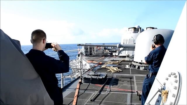76 Mm Oto Melara Cannon And CIWS Live Fire On The USS Halyburton FFG 40