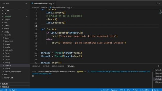 Python Threads Locks with Timeout parameter смотреть онлайн
