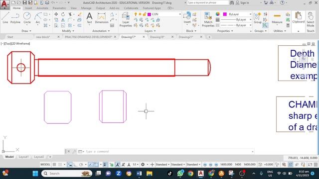 How to Draw Bolts and Shaft in AutoCAD смотреть онлайн