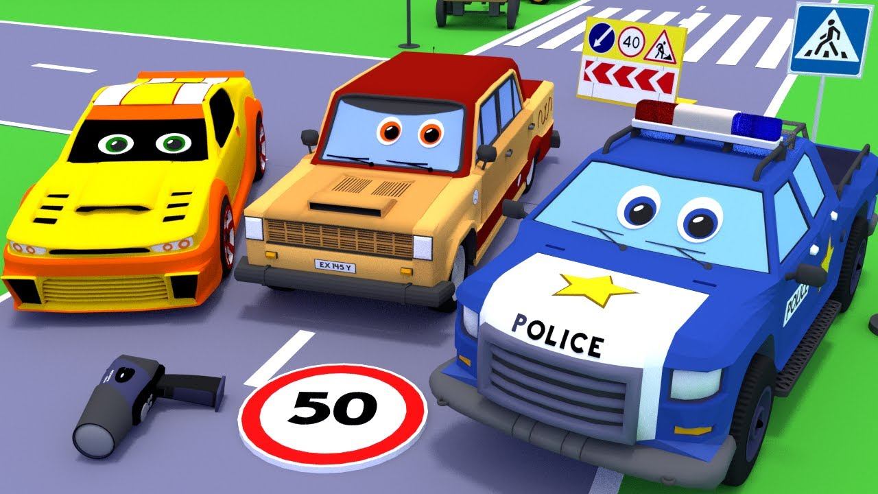 Мультики про полицейскую машину Молли. Скоростной режим и полицейский радар. Мультики про машинки. смотреть онлайн