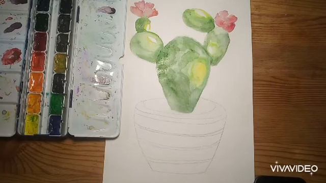 Кактус акварель смотреть онлайн