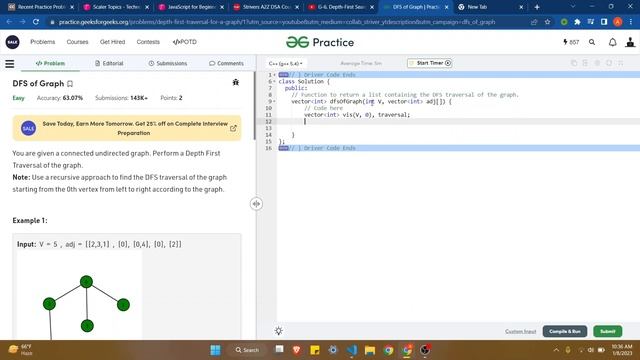 DFS GFG with a Given Start Node (starts from 4:29) смотреть онлайн