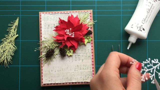 Christmas card with foamiran poinsettia смотреть онлайн