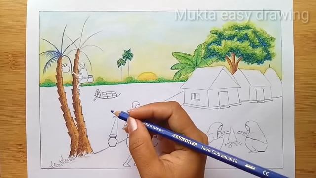 How to draw scenery of Winter Season for beginners.Step by step Drawing Tutorial смотреть онлайн