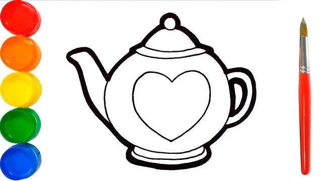 Рисуем и раскрашиваем ЧАЙНИК (для малышей) учим цвета.mp4 смотреть онлайн