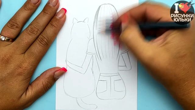 Как нарисовать Девушку с собакой простым карандашом Рисунки Юльки смотреть онлайн