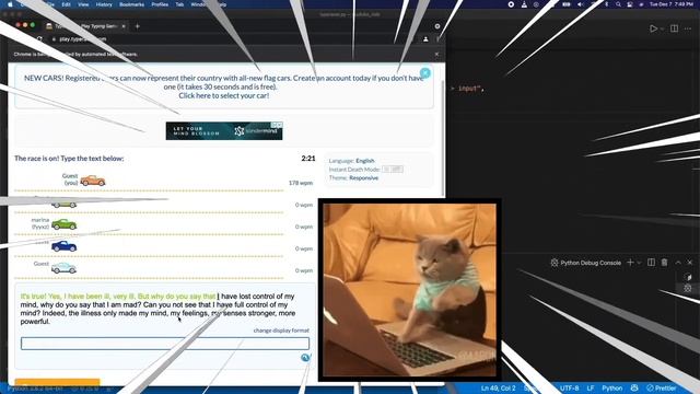 Python bot DESTROYS typeracer! 200 words per minute смотреть онлайн