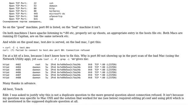 DevOps & SysAdmins: Port 80: connection refused. How to fix on Mac OSX? смотреть онлайн