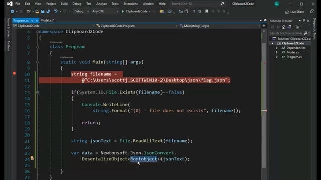 Open Visual Studios, SPECIAL PASTE JSON into Edit screen, automatic Deserialize into C#. смотреть онлайн