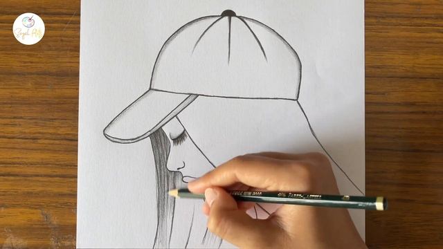 How to draw a girl wearing a hat step by step || Easy drawing ideas for beginners || Girl drawing смотреть онлайн