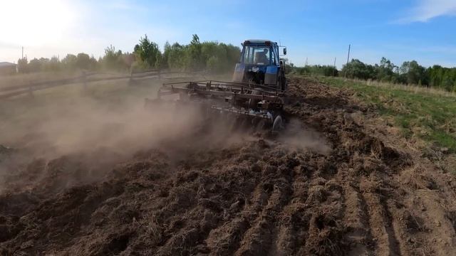 Разработка целины! Борона дисковая тяжелая на МТЗ-82. Сажаем картошечку!!!