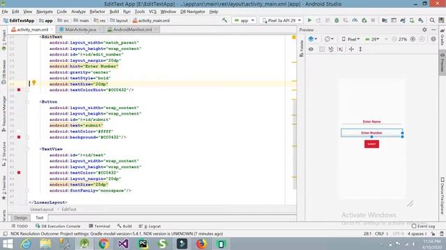 How to create an android Application with user inputs|| Video3 || Basic EditText app in android смотреть онлайн