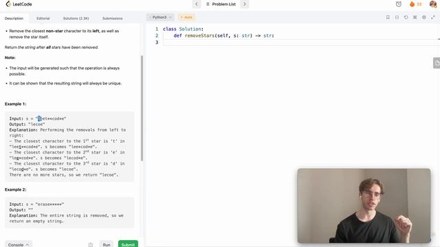 Removing Stars From a String - LeetCode 2390 - Python Solution смотреть онлайн