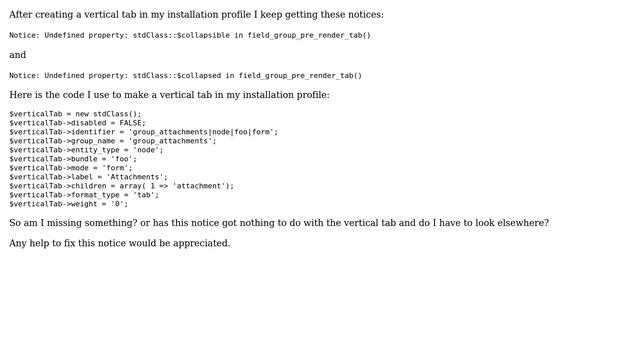 Drupal: Undefined property: stdClass::$collapsible смотреть онлайн