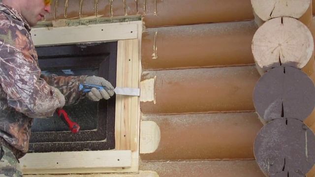 Как сделать у сруба лыски на уже установленном окне (двери) смотреть онлайн