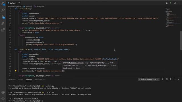 PostgreSql - Python Veritabanı Bağlantısı 02 смотреть онлайн
