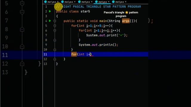 Pascal's right triangle star pattern program (Java) смотреть онлайн