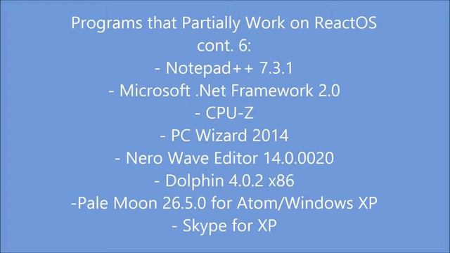 A List of Programs that work on ReactOS [March 2017] смотреть онлайн