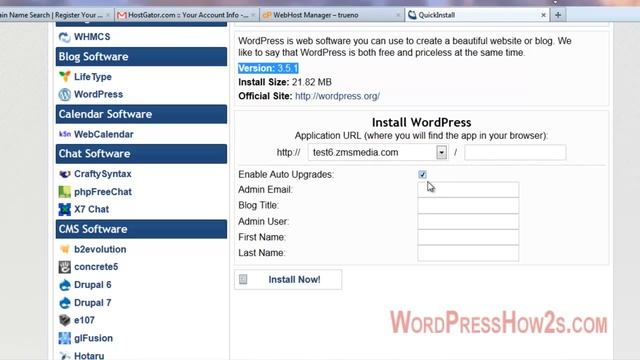 Install WordPress With Cpanel - HostGator Quick Install смотреть онлайн