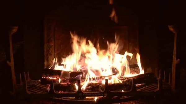 Crackling Fireplace with Thunder, Rain and Howling Wind Sounds (HD)