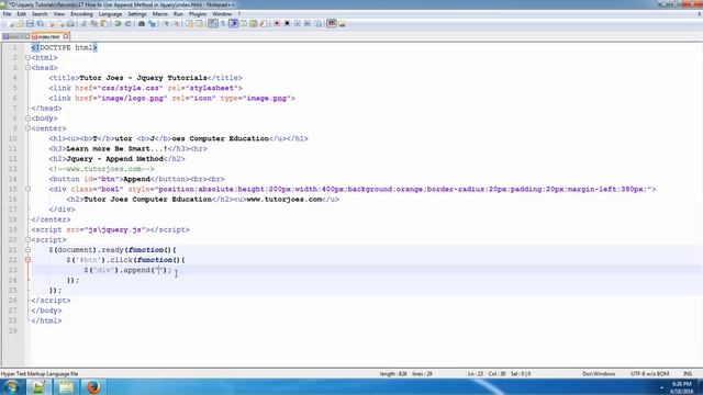 How to Use Append Method in Jquery In Tamil смотреть онлайн