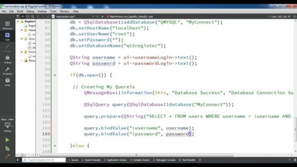 Qt5 C++ Register & Login System User Login Part Four  (Mysql Database)  #33