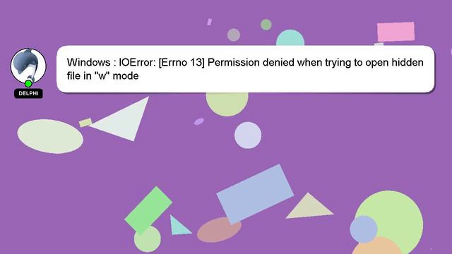 Windows : IOError: [Errno 13] Permission denied when trying to open hidden file in "w" mode смотреть онлайн
